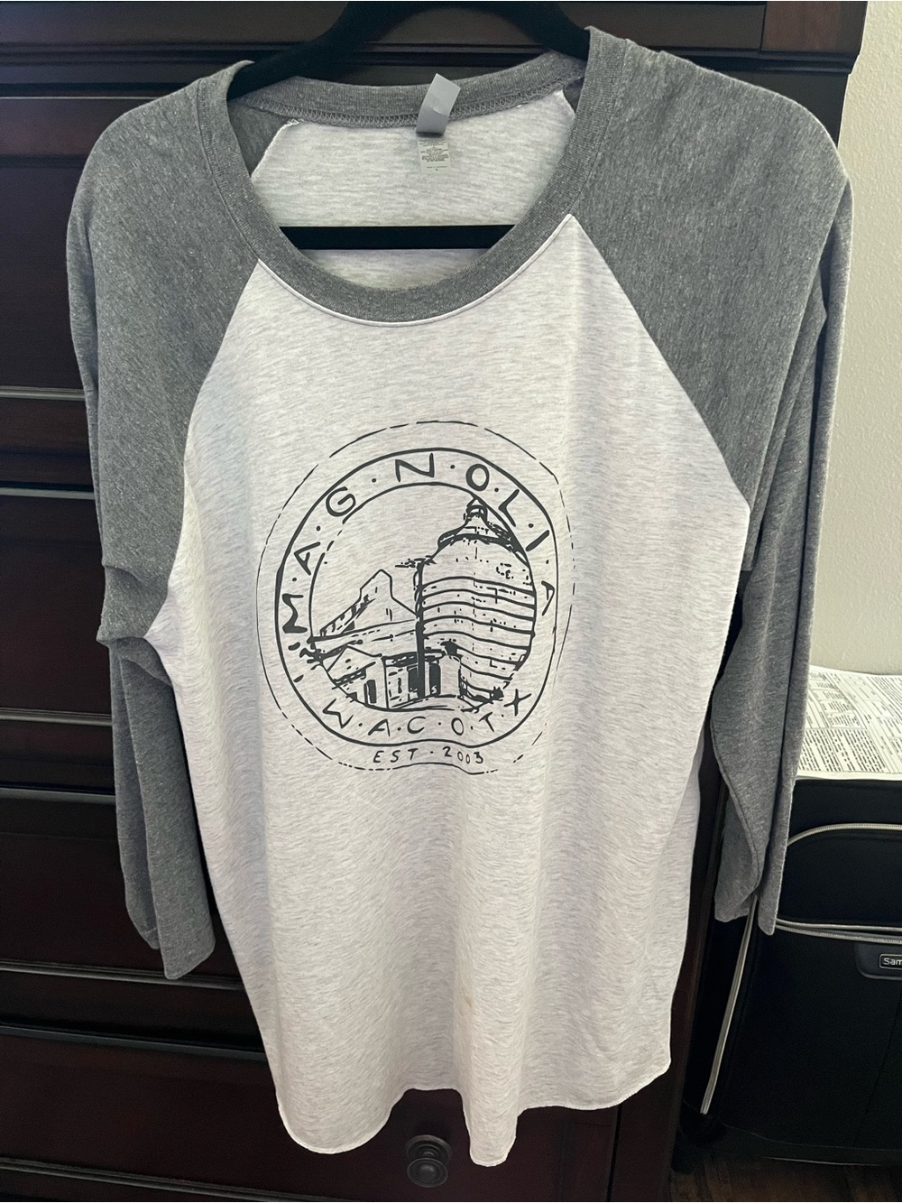 Magnolia Home Gray and White Baseball Tee